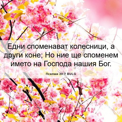 Picture 06 - Псалми 20:7 BULG - Едни споменават колесници, - Bible Verse Picture