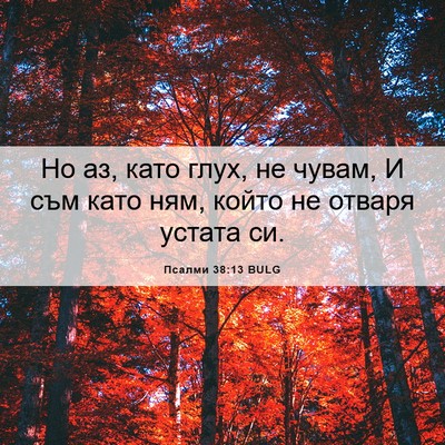 Picture 06 - Псалми 38:13 BULG - Но аз, като глух, не чувам, И - Bible Verse Picture