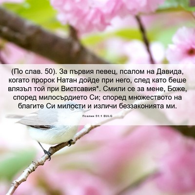 Picture 06 - Псалми 51:1 BULG - (По слав. 50). За първия - Bible Verse Picture