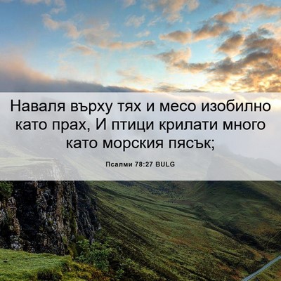 Picture 06 - Псалми 78:27 BULG - Наваля върху тях и месо - Bible Verse Picture
