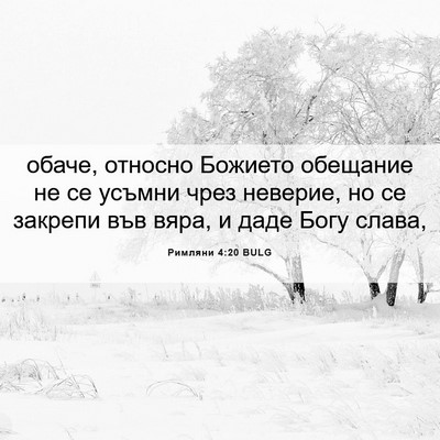 Picture 06 - Римляни 4:20 BULG - обаче, относно Божието - Bible Verse Picture