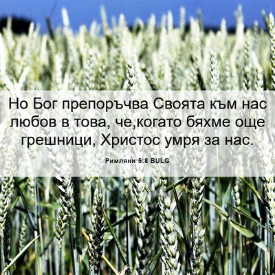 Picture 06 - Римляни 5:8 BULG - Но Бог препоръчва Своята - Bible Verse Picture