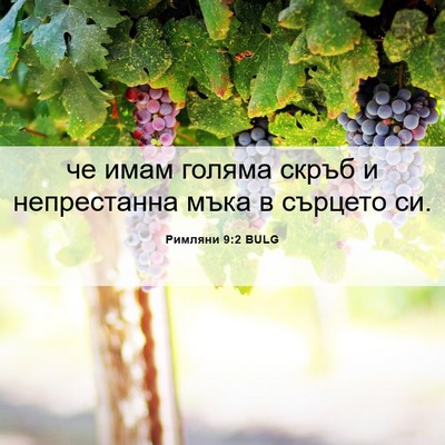 Picture 06 - Римляни 9:2 BULG - че имам голяма скръб и - Bible Verse Picture
