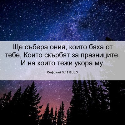 Picture 06 - Софоний 3:18 BULG - Ще събера ония, които бяха - Bible Verse Picture