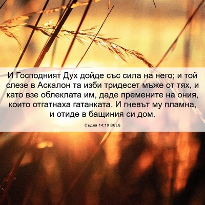 Picture 06 - Съдии 14:19 BULG - И Господният Дух дойде със - Bible Verse Picture