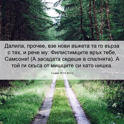 Picture 06 - Съдии 16:12 BULG - Далила, прочее, взе нови - Bible Verse Picture