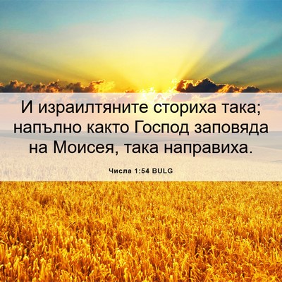 Picture 06 - Числа 1:54 BULG - И израилтяните сториха - Bible Verse Picture
