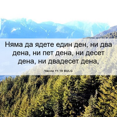 Picture 06 - Числа 11:19 BULG - Няма да ядете един ден, ни - Bible Verse Picture