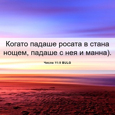 Picture 06 - Числа 11:9 BULG - Когато падаше росата в - Bible Verse Picture