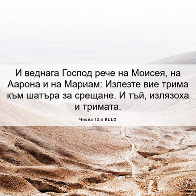 Picture 06 - Числа 12:4 BULG - И веднага Господ рече на - Bible Verse Picture