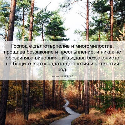 Picture 06 - Числа 14:18 BULG - Господ е дълготърпелив и - Bible Verse Picture