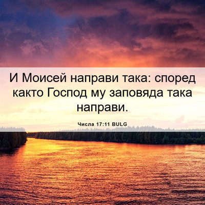 Picture 06 - Числа 17:11 BULG - И Моисей направи така: - Bible Verse Picture