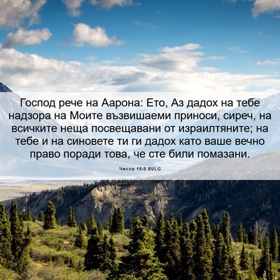 Picture 06 - Числа 18:8 BULG - Господ рече на Аарона: Ето, - Bible Verse Picture