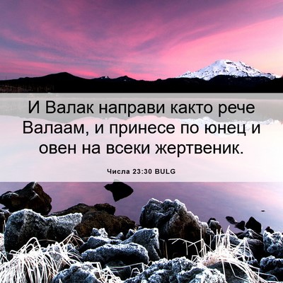 Picture 06 - Числа 23:30 BULG - И Валак направи както рече - Bible Verse Picture