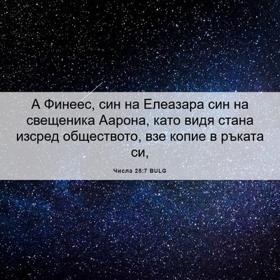 Picture 06 - Числа 25:7 BULG - А Финеес, син на Елеазара - Bible Verse Picture