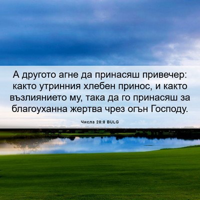 Picture 06 - Числа 28:8 BULG - А другото агне да принасяш - Bible Verse Picture