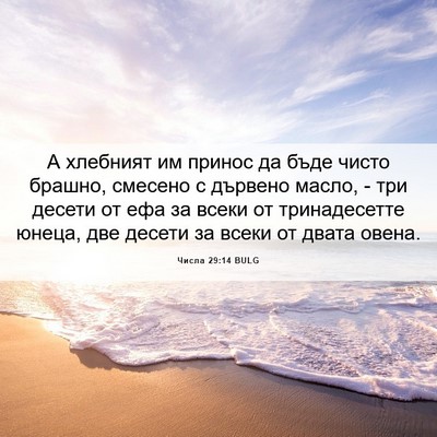 Picture 06 - Числа 29:14 BULG - А хлебният им принос да - Bible Verse Picture
