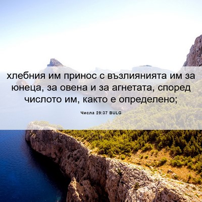 Picture 06 - Числа 29:37 BULG - хлебния им принос с - Bible Verse Picture