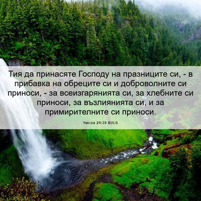 Picture 06 - Числа 29:39 BULG - Тия да принасяте Господу - Bible Verse Picture