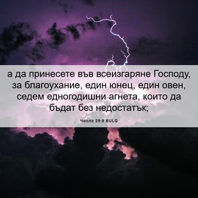 Picture 06 - Числа 29:8 BULG - а да принесете във - Bible Verse Picture