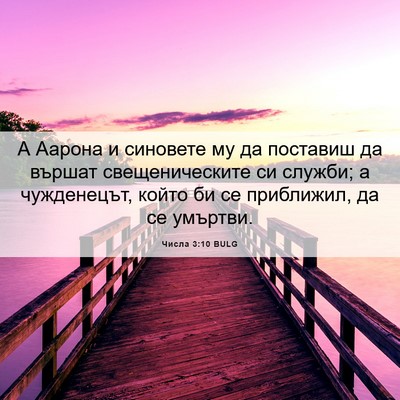 Picture 06 - Числа 3:10 BULG - А Аарона и синовете му да - Bible Verse Picture