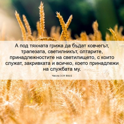 Picture 06 - Числа 3:31 BULG - А под тяхната грижа да - Bible Verse Picture