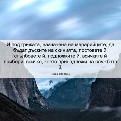 Picture 06 - Числа 3:36 BULG - И под грижата, назначена на - Bible Verse Picture