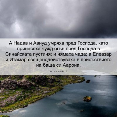 Picture 06 - Числа 3:4 BULG - А Надав и Авиуд умряха пред - Bible Verse Picture