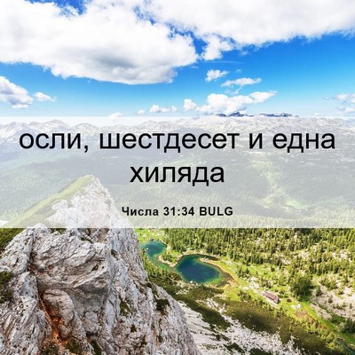 Picture 06 - Числа 31:34 BULG - осли, шестдесет и една - Bible Verse Picture