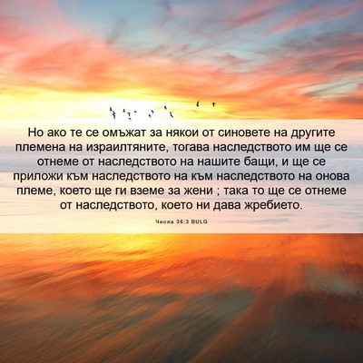 Picture 06 - Числа 36:3 BULG - Но ако те се омъжат за - Bible Verse Picture