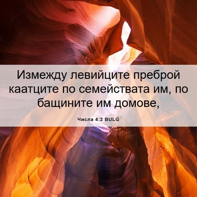 Picture 06 - Числа 4:2 BULG - Измежду левийците преброй - Bible Verse Picture