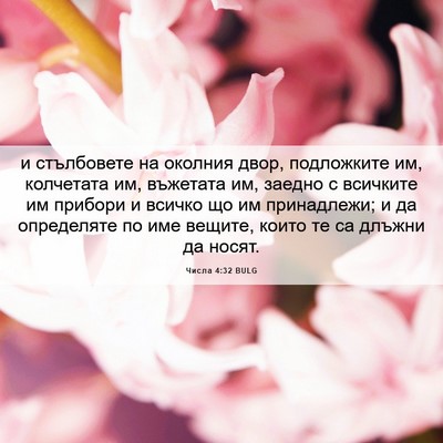 Picture 06 - Числа 4:32 BULG - и стълбовете на околния - Bible Verse Picture
