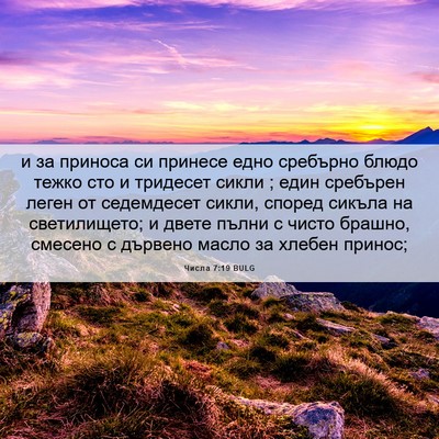 Picture 06 - Числа 7:19 BULG - и за приноса си принесе - Bible Verse Picture