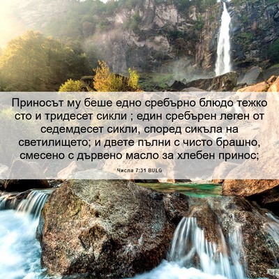 Picture 06 - Числа 7:31 BULG - Приносът му беше едно - Bible Verse Picture