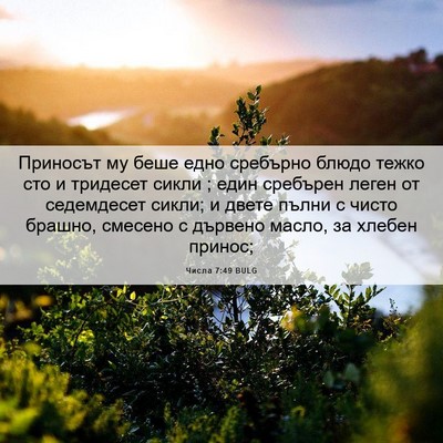Picture 06 - Числа 7:49 BULG - Приносът му беше едно - Bible Verse Picture
