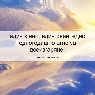 Picture 06 - Числа 7:69 BULG - един юнец, един овен, едно - Bible Verse Picture