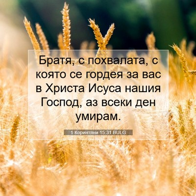 Picture 07 - 1 Коринтяни 15:31 BULG - Братя, с похвалата, с която - Bible Verse Picture