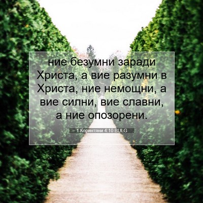 Picture 07 - 1 Коринтяни 4:10 BULG - ние безумни заради Христа, - Bible Verse Picture