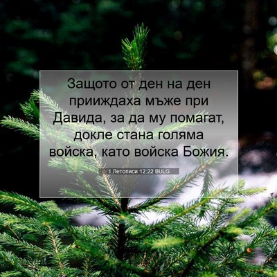 Picture 07 - 1 Летописи 12:22 BULG - Защото от ден на ден - Bible Verse Picture