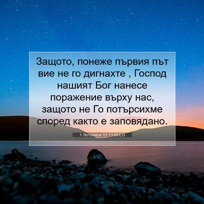 Picture 07 - 1 Летописи 15:13 BULG - Защото, понеже първия път - Bible Verse Picture