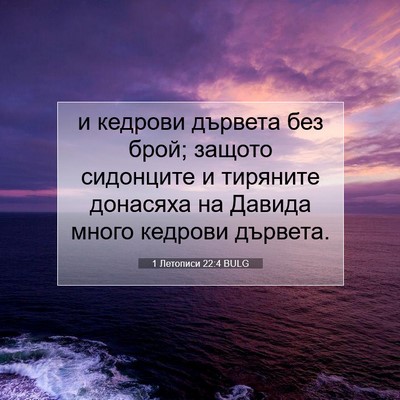 Picture 07 - 1 Летописи 22:4 BULG - и кедрови дървета без брой; - Bible Verse Picture