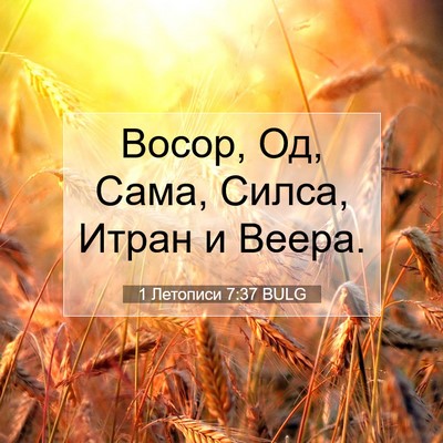 Picture 07 - 1 Летописи 7:37 BULG - Восор, Од, Сама, Силса, - Bible Verse Picture