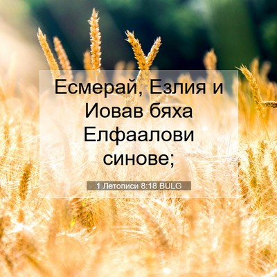 Picture 07 - 1 Летописи 8:18 BULG - Есмерай, Езлия и Иовав бяха - Bible Verse Picture