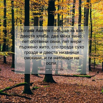 Picture 07 - 1 Царе 25:18 BULG - Тогава Авигея побърза та - Bible Verse Picture