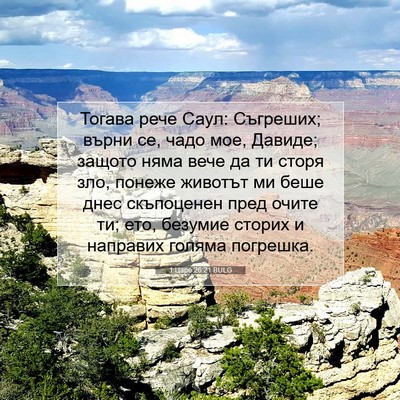 Picture 07 - 1 Царе 26:21 BULG - Тогава рече Саул: Съгреших; - Bible Verse Picture