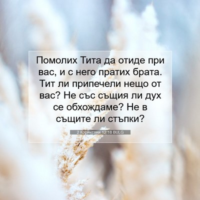 Picture 07 - 2 Коринтяни 12:18 BULG - Помолих Тита да отиде при - Bible Verse Picture