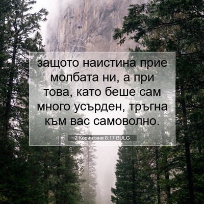 Picture 07 - 2 Коринтяни 8:17 BULG - защото наистина прие - Bible Verse Picture
