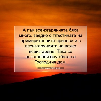 Picture 07 - 2 Летописи 29:35 BULG - А пък всеизгарянията бяха - Bible Verse Picture