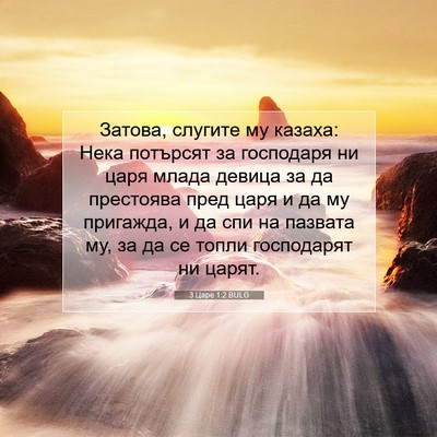 Picture 07 - 3 Царе 1:2 BULG - Затова, слугите му казаха: - Bible Verse Picture