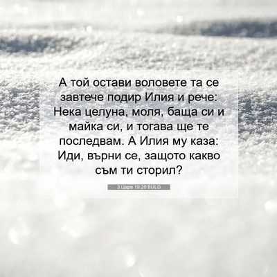 Picture 07 - 3 Царе 19:20 BULG - А той остави воловете та се - Bible Verse Picture
